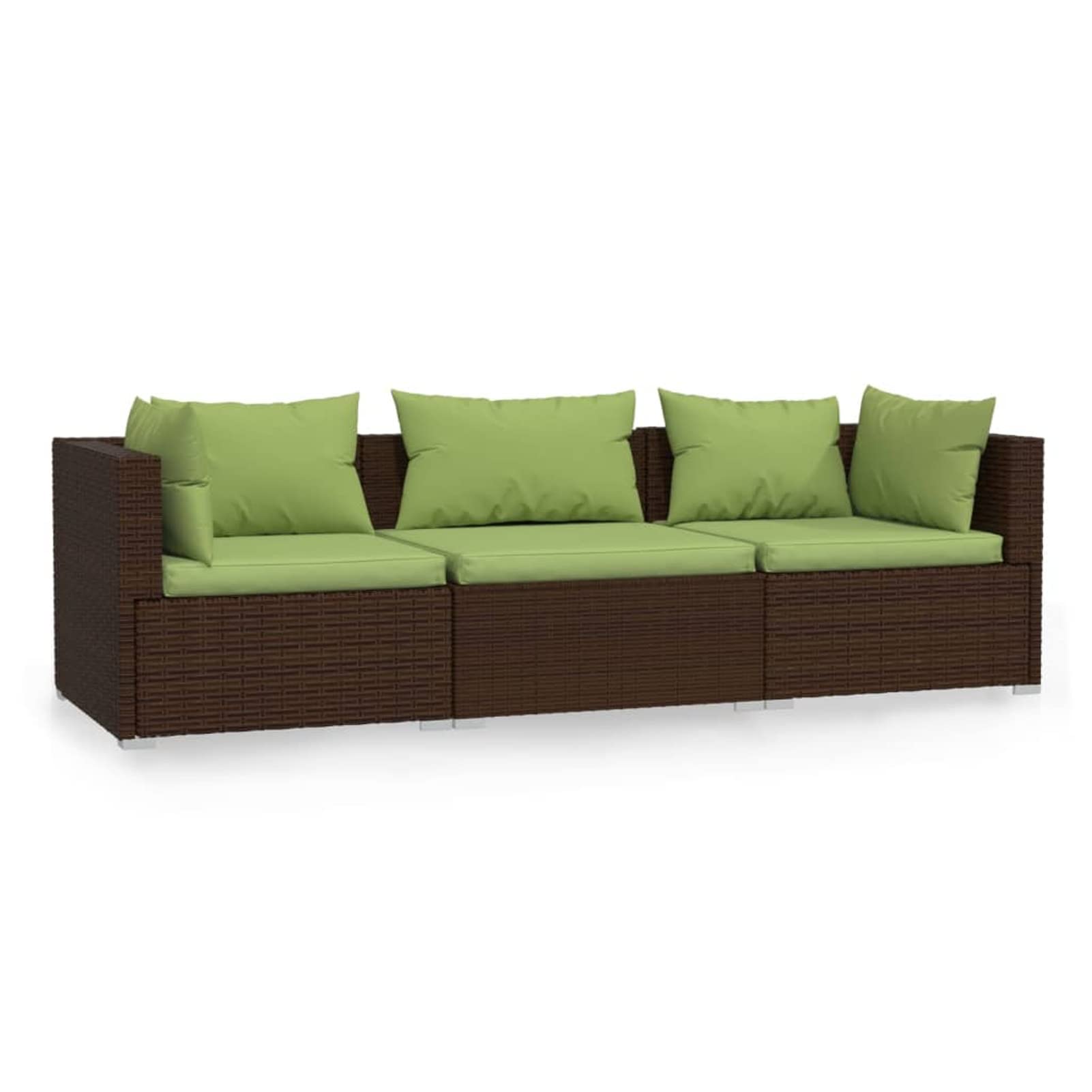 Gecheer Set 3 pz,Divani,da Giardino,per Esterno,3 Posti,in Polyrattan,Marrone,Divano 3 Posti da Giardino da Esterno,Salotto da Giardino,da Esterno,Divano Modulare,Divano in Polyrattan