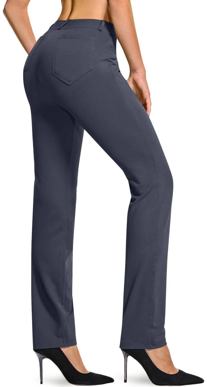 TSLA Women's Yoga & Dress Pants, Office Business Casual Work Slacks, Stretch Straight Leg/Bootcut Pants with 4 Pockets
