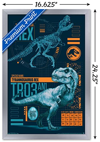 Poster T-Rex Jurassic World Fallen Kingdom sous cadre argenté premium - 3