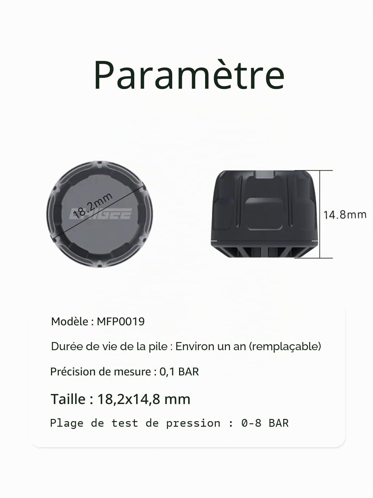 CHIGEE Capteur de Pression des pneus Externe pour AIO-5 Series