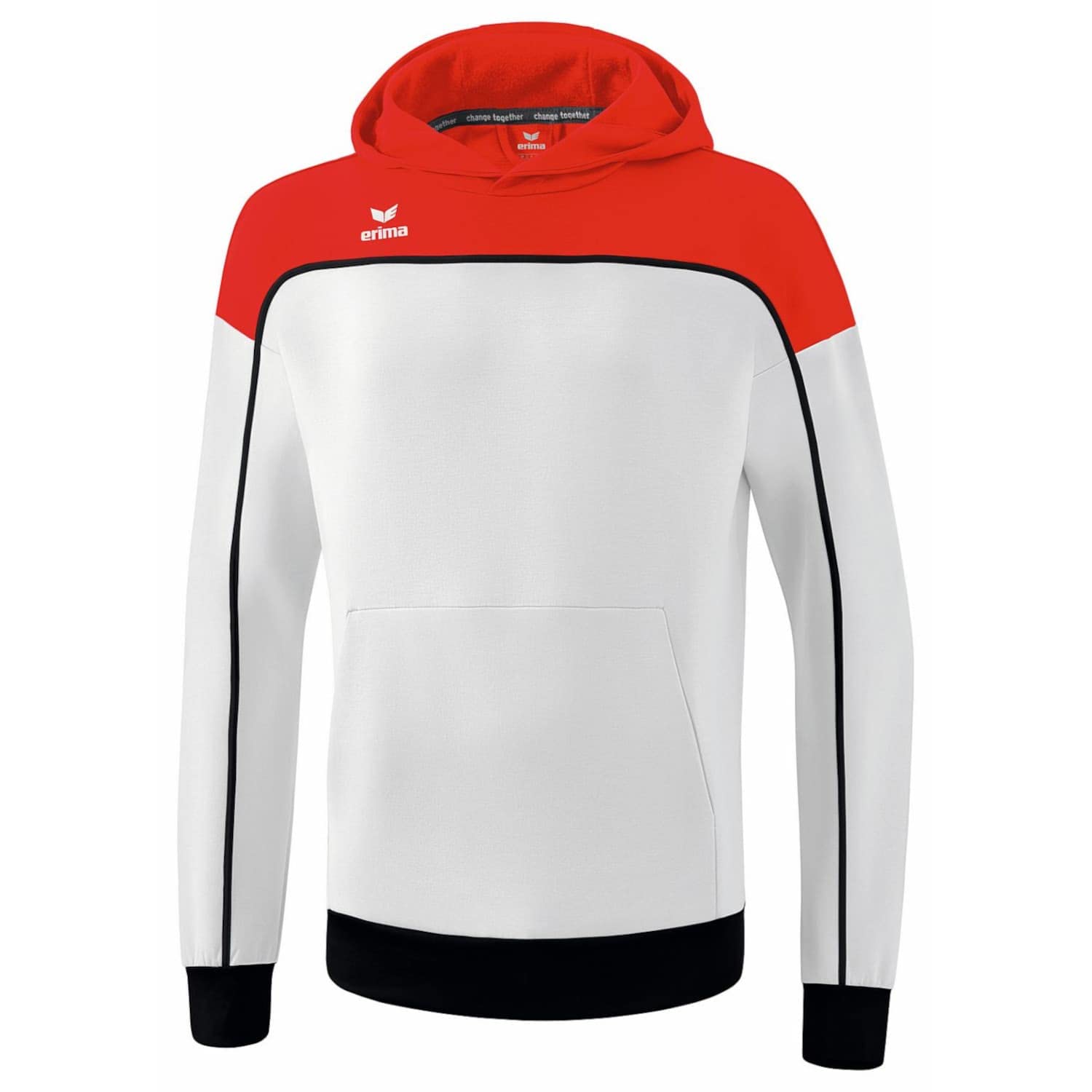 Erima Men's „CHANGE hooded sweatshirt, white/red/black, S