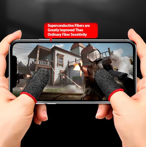 Image of skysia Gaming Finger Sleeves for Mobile Anti-Slip Sweat-Proof Touch Screen Thumb Sleeves with Pouch for PUBG and Other Mobile Games - Multi Colour (10 Pcs with 1Pouch)