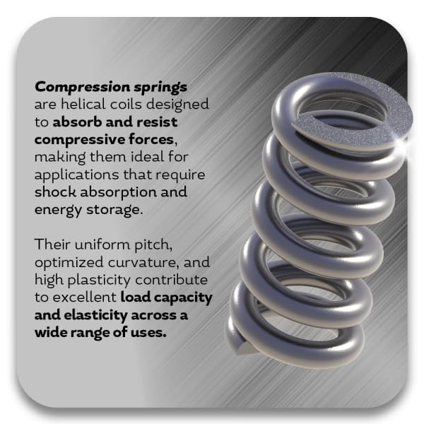 Acxess Spring 5 pcs, Compression Spring, 302 Stainless Steel, 1.25 FL inches, 0.42 OD inches, Closed and Squared Ends, Spring Replacement, Spring Manufacturer, Heavy Duty Springs