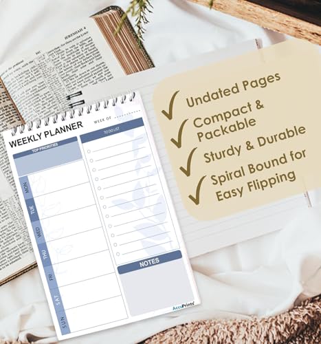 Image of AccuPrints A5 To Do List Notepad - Daily Planner Undated 50 Sheets /100 Pages Tear Off, 5.8 inch x 8.2 inch | Planning Memo Pad | Checklist Productivity Note Pad for Work and Personal Organized (Weekly planner Pad)