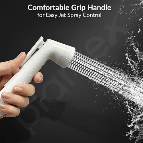 Image of Plantex Jet Spray for Toilet /ABS Health Faucet with 1 Meter Shower Hose Pipe and Wall Hook /Health Faucet Set for Bathroom /Hand Gun for Toilet - (White)
