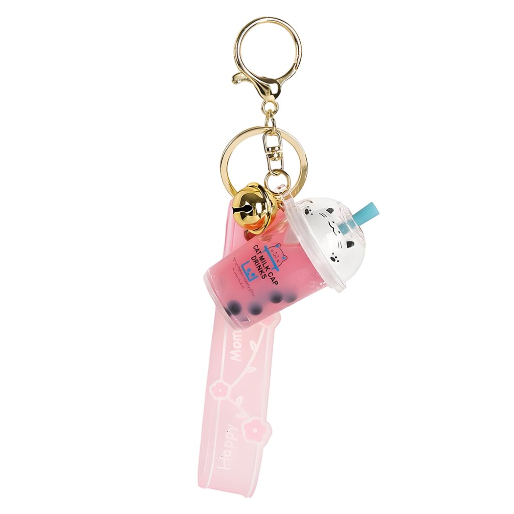 Cute Bubble Tea Key chain for Girls, Cartoon Milk Tea Bag Charm with Secure Key Ring and Clip for Backpacks, Handbags, Cars, and Gifts-image-33