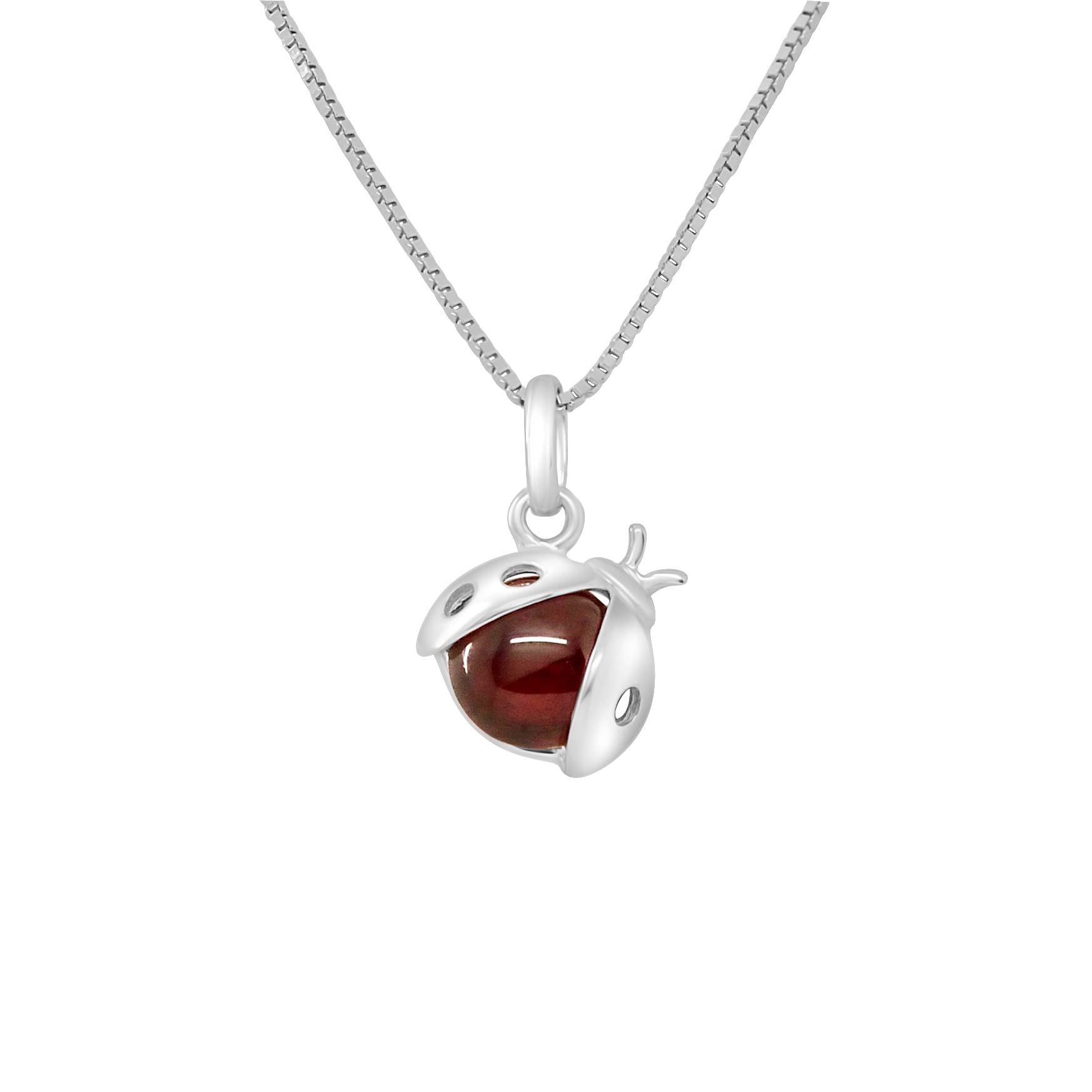 Amours, Bisous & Calins - Pendentif COCCINELLE - Argent 925 et Grenat - 100% Anallergique - pour enfants de 2 à 12 ans - Bijou Enfant