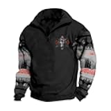 ZOCANIA Western Sweatshirts Mens Aztec Henley Shirts Long Sleeve 1/4 Zip Fleece Jacket Cowboy Western Aztec Casual Pullover