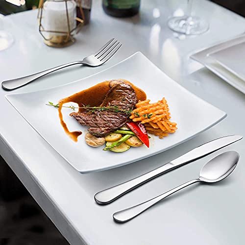 Image of Silverware Set 15 Pieces, Stainless Steel Flatware Set, Mirror Polish Cutlery Set, Utensil Sets Service Set for 4 (Silver, Set of 15)