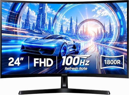 Image of Samsung 24 inch Essential S3 (S36GD) Series FHD 1800R Curved Computer Monitor | Advanced Eye Comfort | 100 Hz | Game Mode | HDMI and D-sub Ports