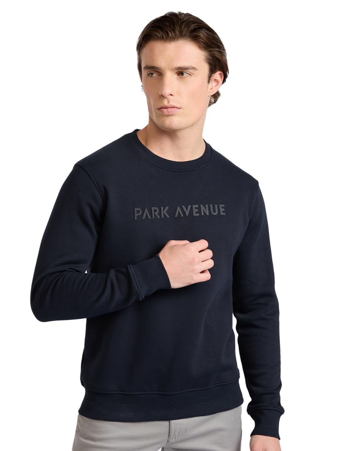park avenue Men Full Sleeve Slim Fit Solid Pattern Cotton Polyester Blend Regular Neck Regular Neck Casual Sweatshirt-picture-34