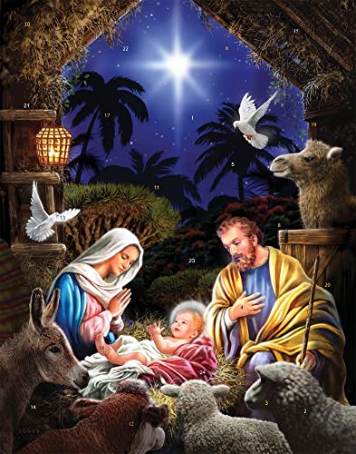 Vermont Christmas Company Heaven's Light Advent Calendar (Countdown to Christmas) with Bible Text Nativity Story