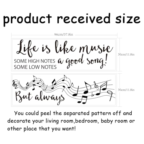 SUPERDANT Wall Sticker with Music Sheets, Music Quotes, Wall Sticker, Music Text Wall Sticker, Peel and Stick - Image 2