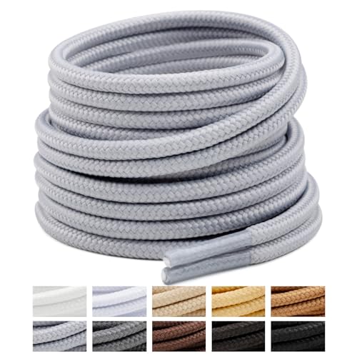 Image of Handshop 2 Pairs Round Boots Shoelaces, Heavy Duty Outdoor Shoe Laces | Replacement Shoestrings for Hiking, Running, Sporting Shoes and Work boots, Sturdy and Robust, 28 Colors, 30-63 inch Length