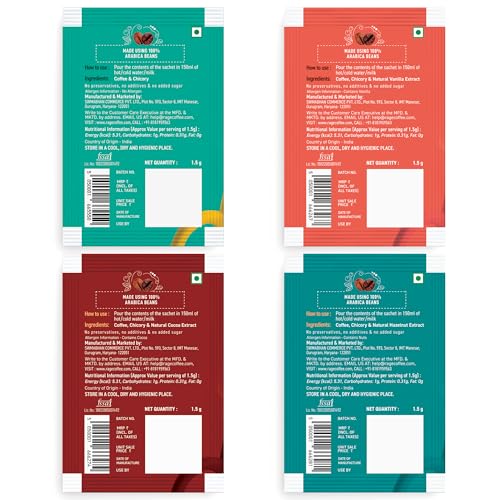 Image of Rage Coffee - Silk Blend Assorted Sachets, Pack of 15 (3 Classic, 4 Creamy Hazelnut, 4 Vanilla Velvet & 4 Belgian Chocolate) +Multi-purpose Shaker 400 ML
