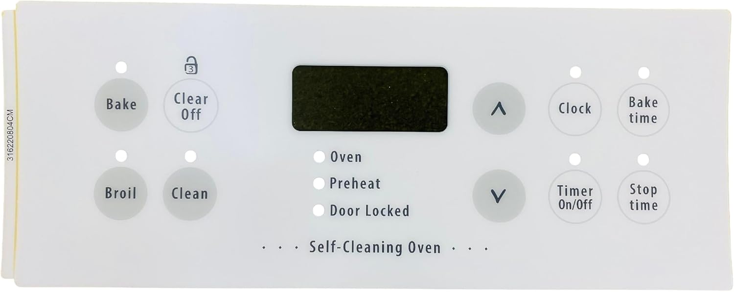 Oven Control Overlay Compatible with Frigidaire, White, AP2126498, PS439806, 316220804