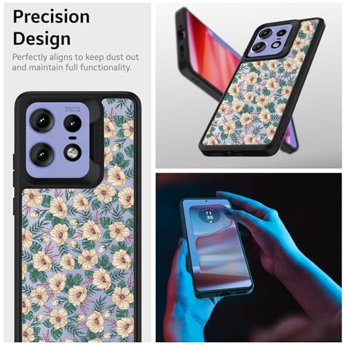 Image of KAPAVER Dazzle Series Back Cover Case for Motorola Edge 50 Pro (TPU+PC) (Floral Bloom-Black)