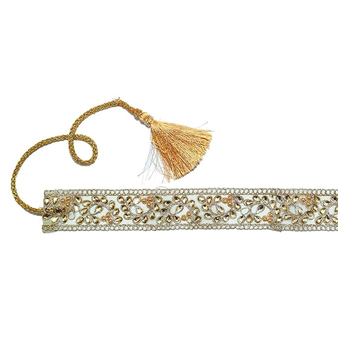 Image of Perfect Golden Vaddanam and Kamarbandh | Women's Saree Belt for Ethnic Wear | Saree Belt for Women, Waist Belt