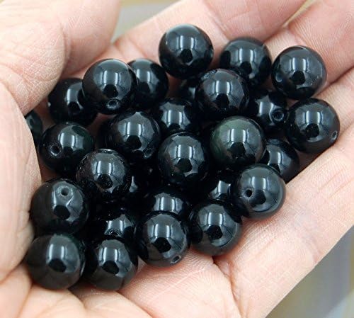 Miniatura 2 de AD Beads Espaciador redondo de piedras preciosas naturales (0.472 in, 30 unidades, obsidiana)