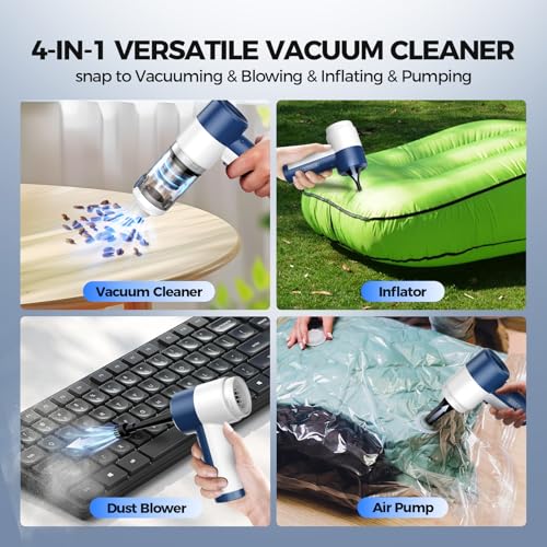 Image of Handheld Vacuum Cordless, 16000PA High Power Car Vacuum with Brushless Motor, 4-in-1 Portable Mini Vacuum & Air Duster, 2 Speeds, 3 Washable Filters & Type C Charging for Pet Hair, Home, Car & Office