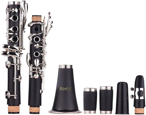 Miniatura 5 de Clarinete plano Bb - Instrumento de viento de madera para estudiantes principiantes de 17 teclas con 2 barriles y estuche de transporte, incluye kit