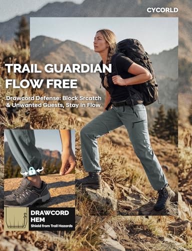 Image of Cycorld Women's-Hiking-Pants-Convertible Quick-Dry-Stretch-Lightweight Zip-Off Outdoor Pants with 5 Deep Pockets