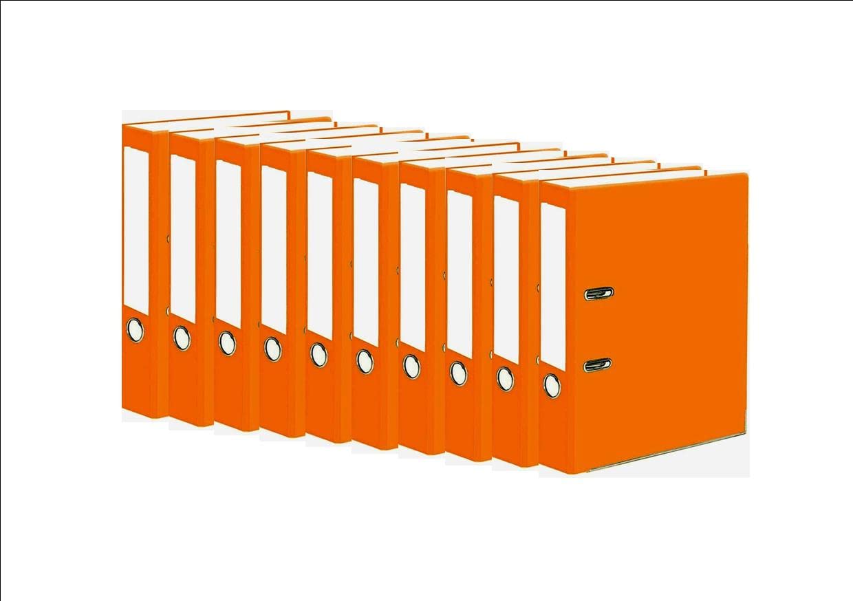 Very Strong Premium Quality Linen Lever Arch Files A4 Heavy Duty by Nobel (Orange, 10 Files)