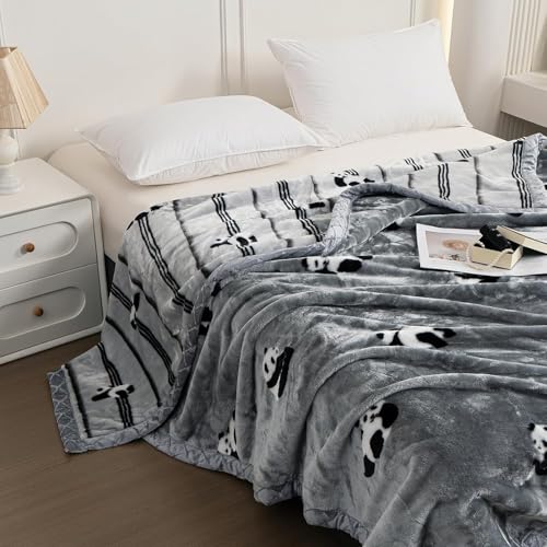 Couverture en vison coréen de lit double luxe réversible 180x220cm - 4