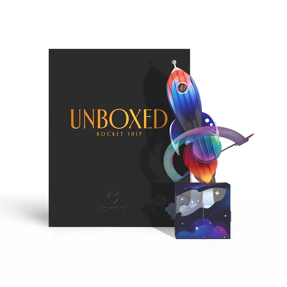 Lovepop Pop-Up-Dekoration für Sie und Ihn – 3D-Grußkarten für Jungen, Mädchen, Männer, Frauen – Raketenschiff – Pop-Up-Papierskulptur – 30,5 cm Dekor – Blanko-Notizkarte und Umschlag im Lieferumfang