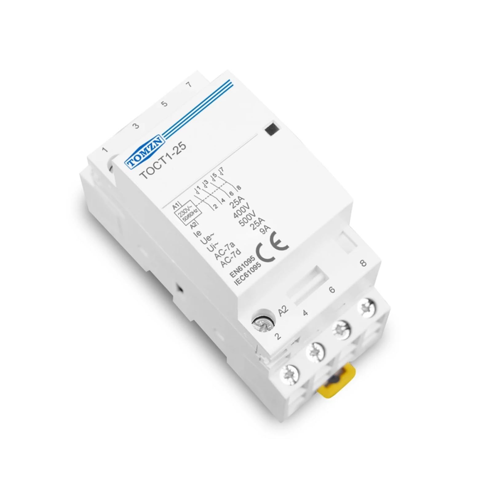 TOCT1 4P 25A 2NC 2NO 220V/230V 50/60 Hz Szyna DIN Domowy stycznik modułowy AC (220 V, 4NO)