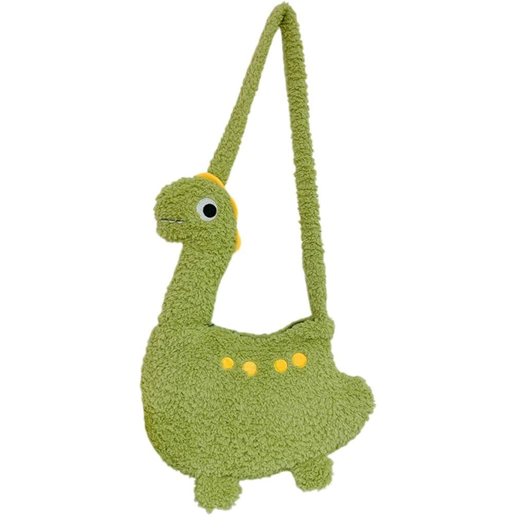 Ppmter Women's Green Dinosaur Shoulder Bag Purse For Plush Crossbody Bag Novelty Animal Bag Handbags For Travel Dating Shopping Daily Accessory