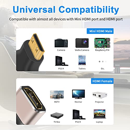 Duttek 8K Mini HDMI to HDMI Adapter (2-Pack),Mini Male HDMI to female HDMI Adapter support 8K@60Hz,4K@120Hz,1080P, 3D - Image 4