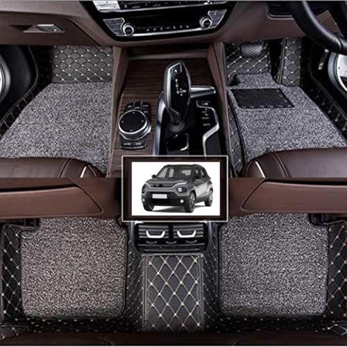 Image of Vahan Expo Premium 7D Car Mat Full Set for TATA Punch CNG /Petrol (2022-2025) || Luxury Leather Double-Stich 7D Car Floor Mat Complete Set || 100% Waterproof and Washable || Black