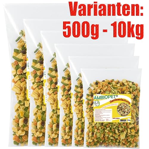 Ambiopet® getrocknete Barf Gemüseflocken für Hunde im 500g Beutel, Gemüsemischung aus Karotten, Erbsen, Roter Bete & Luzerne, reich an Nährstoffen, ohne künstliche Zusatzstoffe