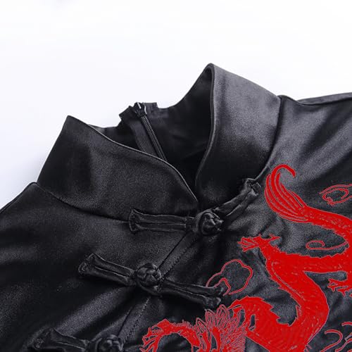 TSMNZMU Cheongsam Dress for Women - Gothic Asian Long Maxi Dress with Dragon Print4