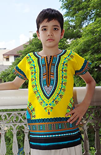 RaanPahMuang Unisex Bright Africa Classic Childrens Dashiki Cotton Shirt Boys Girls2