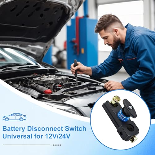 Image of TecoKart Battery Cut Off Switch 12V /24V - Heavy Duty Car Battery Disconnect Switch, Battery Kill Switch for 12V /24V Car, RV, Truck, Boat, Motorcycle - Easy Manual Shut Off, Prevents Battery Drain