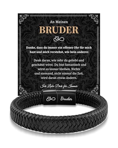 MANVEN Geschenk für Bruder Armband Großer Bruder Weihnachten Abschluss Geburtstag zum 16. 18. 20. 30. 40. 50. 60. Lederarmband für Jungen Männer Teenager Rakhi