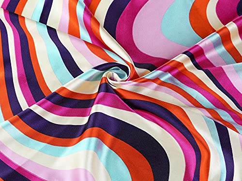 Allegra K Flower Print Stripe Square Neck Scarves Geometry Scarf Kerchief Neckerchief for Women4
