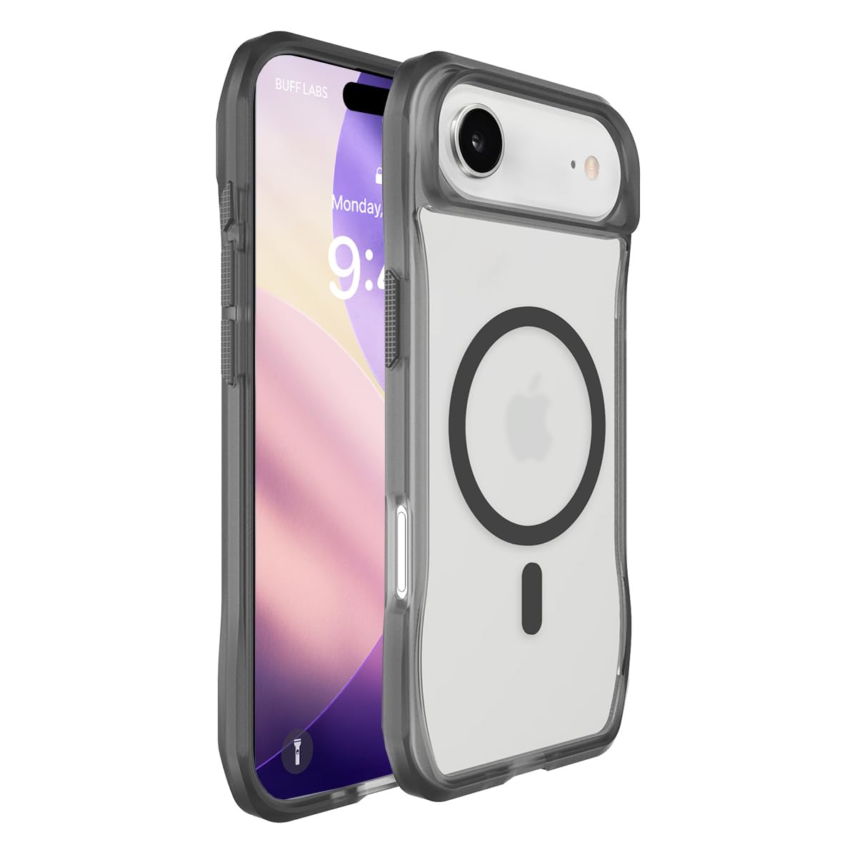 BUFF LABS iPhone Air ile Uyumlu Octa Shield Kılıf, Kablosuz Şarj Uyumlu, Darbe Önleyici, Tam Koruma (Koyu Gri)