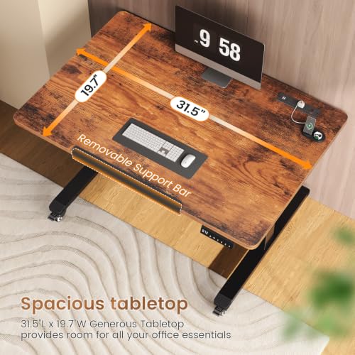 Image of SEDETA 31.5 Inches Foldable Electric Standing Desk, 180 Tiltable Mobile Rising Computer Desk Height Adjustable with Wheels for Drawing /Writing /Gaming /Study /Home Office /Small Space, Rustic Brown