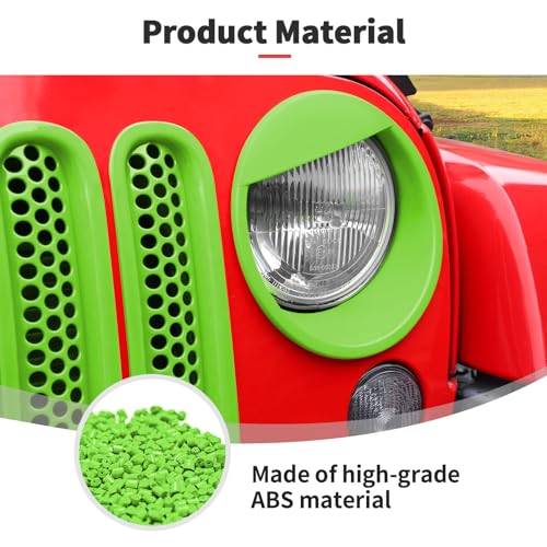 Image of JWWY Front Grille Insert Radiator Grille Grillwork Surround Assembly Inserts Headlight Headlamp Cover Trim Set Fit for 2007-2017 Jeep Wrangler JK JKU Exterior Accessories 9pcs Green