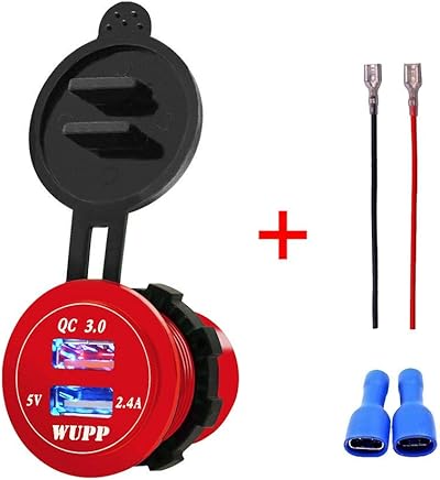 Yujum Puerto USB Dual Impermeable del Coche del Barco r?pido de aleaci?n de Aluminio Cargador de mechero Rojo del Caso del Adaptador de Carga Yujum Puerto USB Dual Impermeable del Coche del Barco r?pido de aleaci?n de Aluminio Cargador de mechero Rojo del Caso del Adaptador de Carga