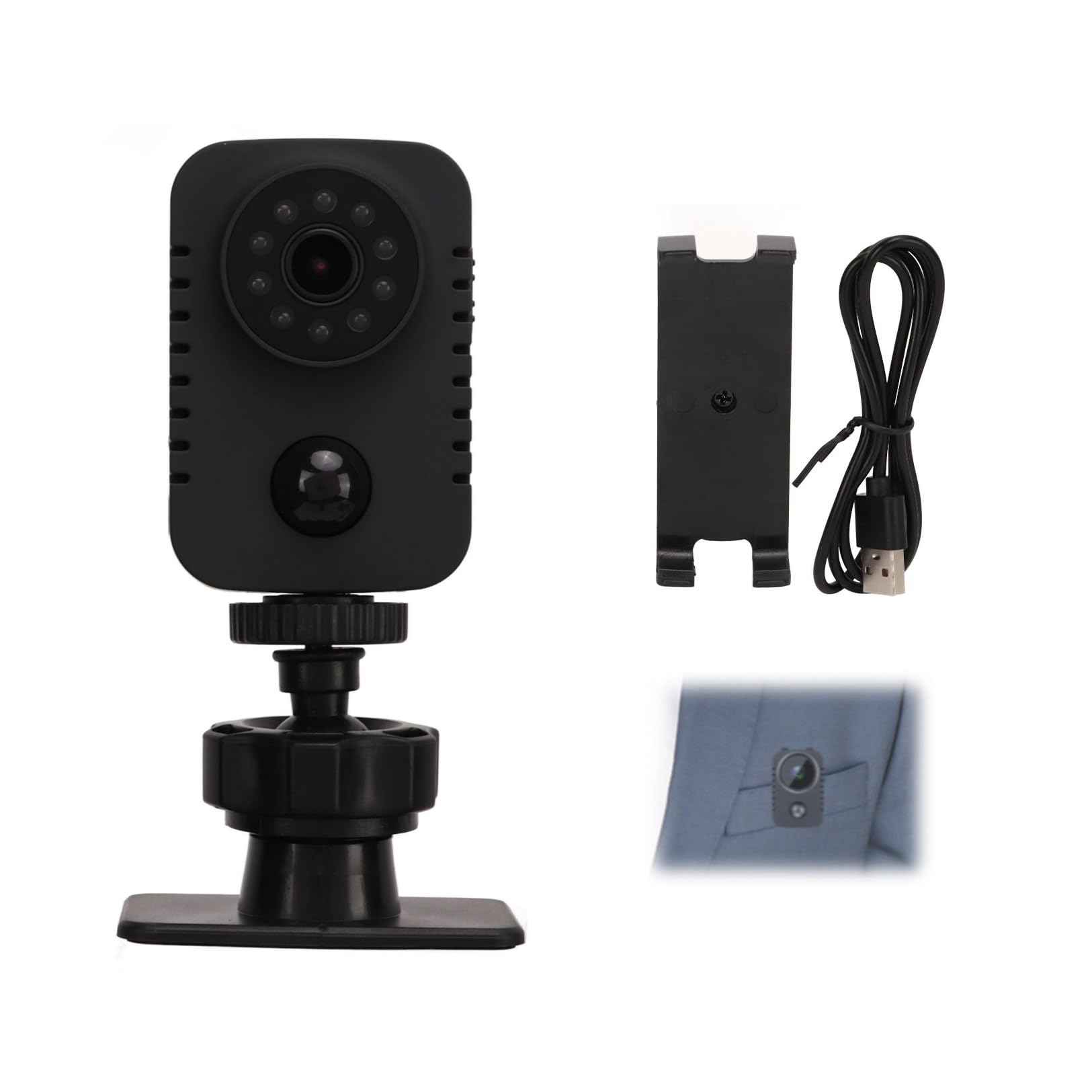 Mini Caméra Portable MD29, Objectif Grand Angle HD 1080p, Nocturne Automatique, Enregistrement Vidéo PIR, Longue Durée de Veille, Support Universel