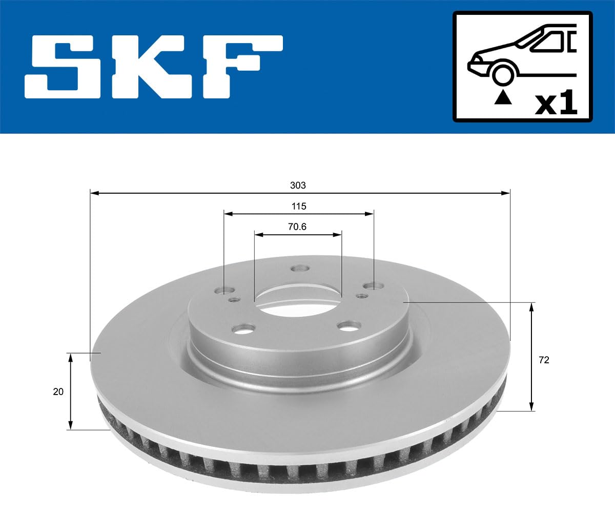 2x SKF Disco de freno Delantero Ø296mm Altura: 49,3mm Espesor: 28mm Corona de Agujeros - Ø: 114,3mm ventilación interna VKBD 80129 V1 Compatible con TOYOTA RAV 4 III ACA3, ACE, ALA3, GSA3, ZSA3