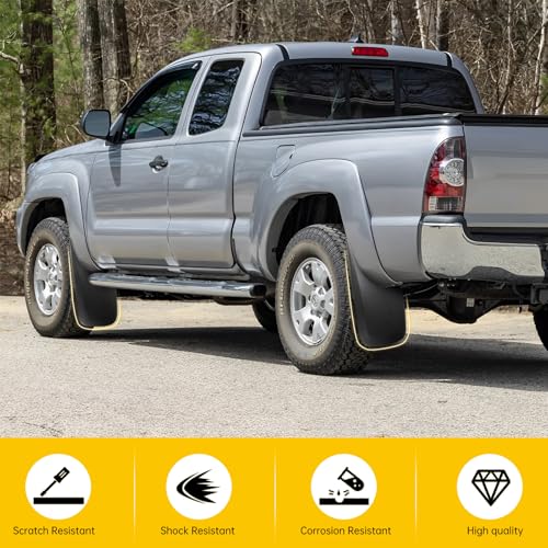 Image of Mud Flaps for 2005-2015 Toyota Tacoma with OEM Fender Flares, No Drill Splash Guards Front & Rear Truck Mud Guards with Hardware Accessories Mudflaps Set(4pcs)