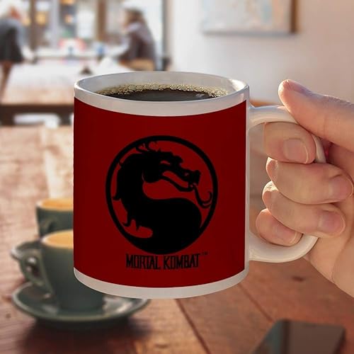 Miniatura 4 de Mortal Kombat Symbol Taza de café de cerámica, tazas de regalo novedosas para café, té y bebidas calientes, 11 onzas, color blanco