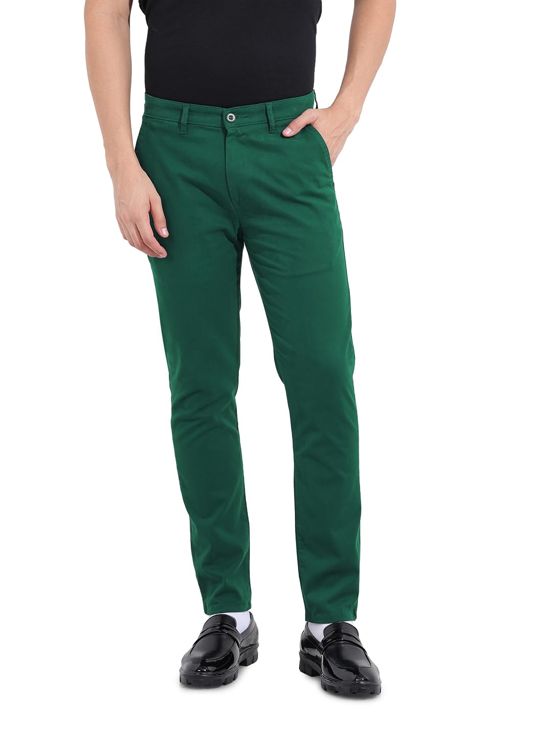 Roadster Men Slim Fit Solid Mid-Rise Chinos in neutral
