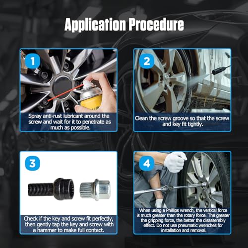 Image of 21Pcs Wheel Lock Removal Kit, BMW Wheel Lock Key Set with 1 /2 inch Socket Adapter, BMW Lug Nut Key, Anti-Theft Screw Remover for Removing and Locking