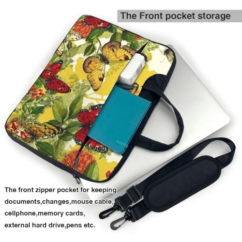 Bolsa para laptop mariposas amarilla y roja 14 pulg impermeable miniatura 6